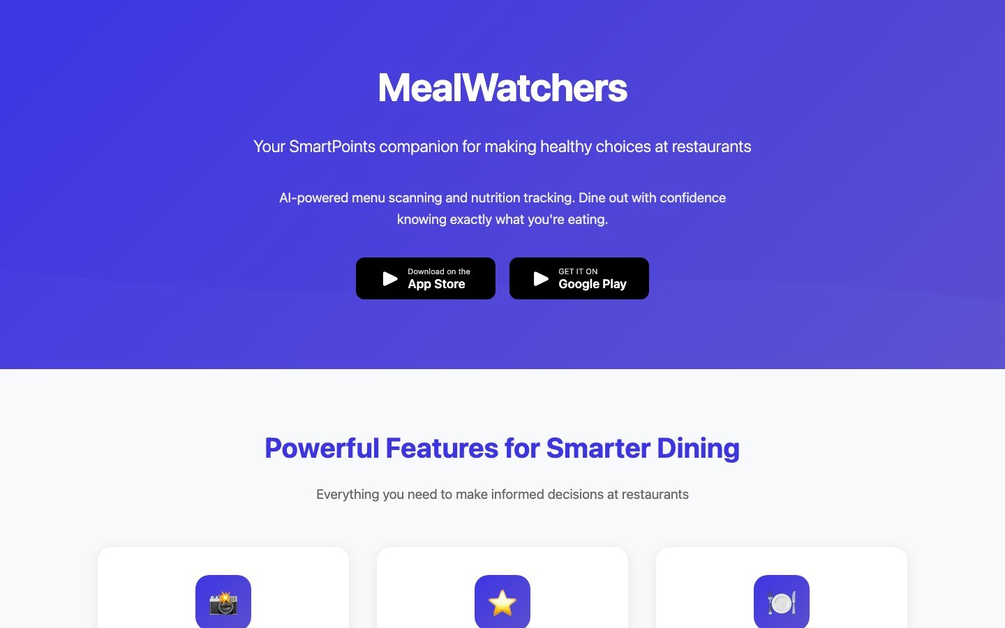 MealWatchers homepage hero