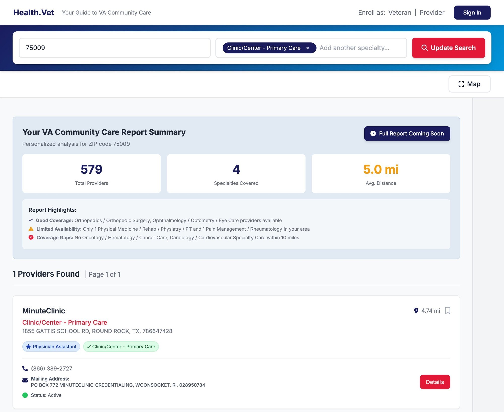 Community Care report and listings