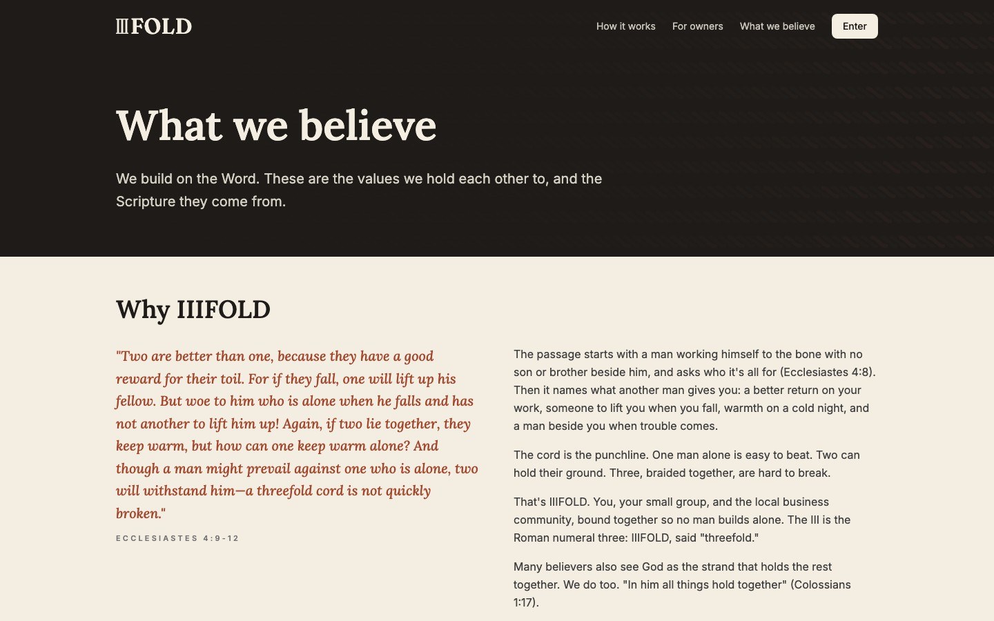 What we believe page